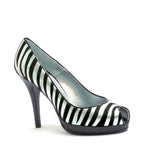 Women's EYE Zebra Print Leather Suede High Heel Shoes G 125 - Black Silver
