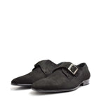 Men's VITELO Classic Monk Leather Shoes M 47 - Black Suede