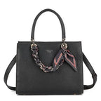Women's Long & Son Medium Tote & Cross Body Satchel Bag OF6010 - Black