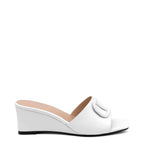 Women's CIARA Hope V Logo Mid Wedge Slip On Mules - White