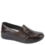 Women's Shoe Tree COMFORT Agatha Ultra Lightweight Twin Gusset Loafer Shoes - Brown Croc