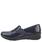 Women's Shoe Tree COMFORT Agatha Ultra Lightweight Twin Gusset Loafer Shoes - Navy Croc