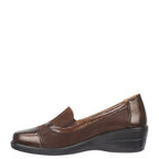 Women's Shoe Tree COMFORT Alma Ultra Lightweight Twin Gusset Loafer Shoes - Brown Croc