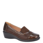 Women's Shoe Tree COMFORT Alma Ultra Lightweight Twin Gusset Loafer Shoes - Brown Croc