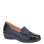 Women's Shoe Tree COMFORT Alma Ultra Lightweight Twin Gusset Loafer Shoes - Navy Croc