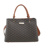 Women's Bessie London Monogram Logo Print Tote Bags BH6874 - Coffee