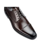 Men's John White Broad Plain Leather Extra Width Derby Shoes - Brown