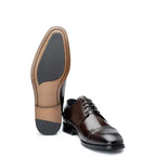 Men's John White Broad Plain Leather Extra Width Derby Shoes - Brown