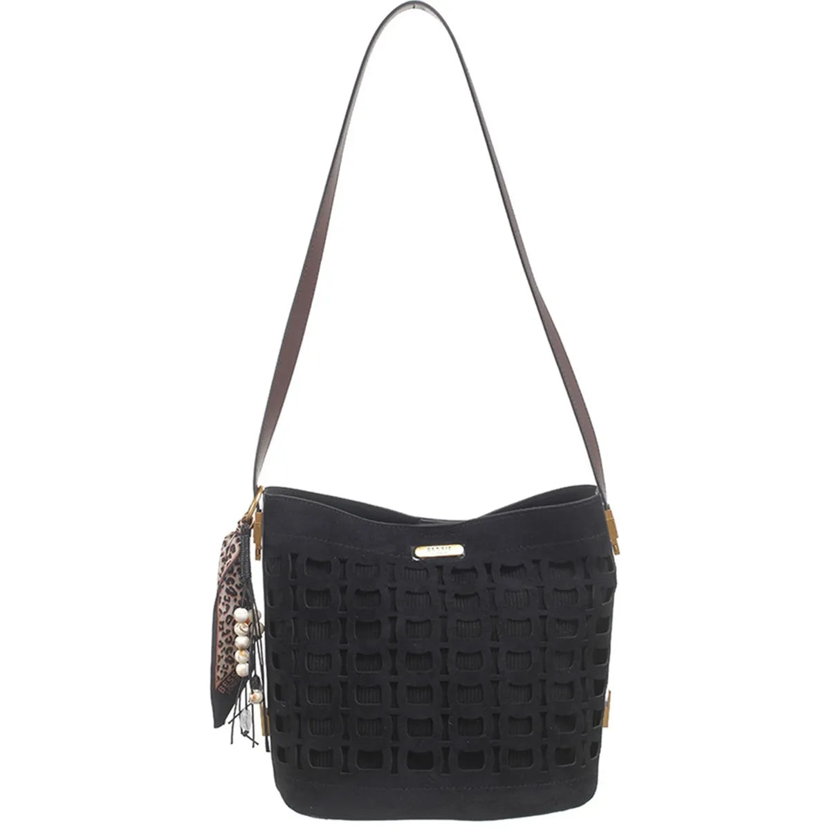 Women's Bessie London Geometric Suedette Shoulder Bag BW7574 - Black