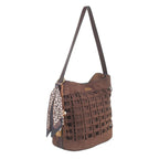 Women's Bessie London Geometric Suedette Shoulder Bag BW7574 - Coffee