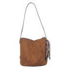 Women's Bessie London Geometric Suedette Shoulder Bag BW7574 - Tan