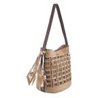 Women's Bessie London Geometric Suedette Shoulder Bag BW7574 - Taupe