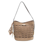 Women's Bessie London Geometric Suedette Shoulder Bag BW7574 - Taupe