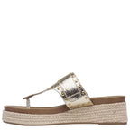 Women's TRUFFLE Collection Cornwall Toe Post Wedge Sandals - Gold