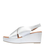 Women's TRUFFLE Collection Dory-1 Cross Strap Wedge Sandals - Silver
