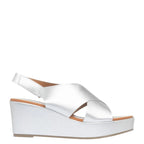 Women's TRUFFLE Collection Dory-1 Cross Strap Wedge Sandals - Silver