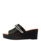 Women's TRUFFLE Collection Dory-2 Diamante Wedge Mule Sandals - Black
