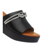 Women's TRUFFLE Collection Dory-2 Diamante Wedge Mule Sandals - Black