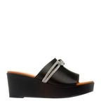Women's TRUFFLE Collection Dory-2 Diamante Wedge Mule Sandals - Black