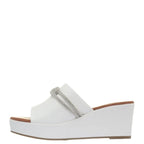 Women's TRUFFLE Collection Dory-2 Diamante Wedge Mule Sandals - White