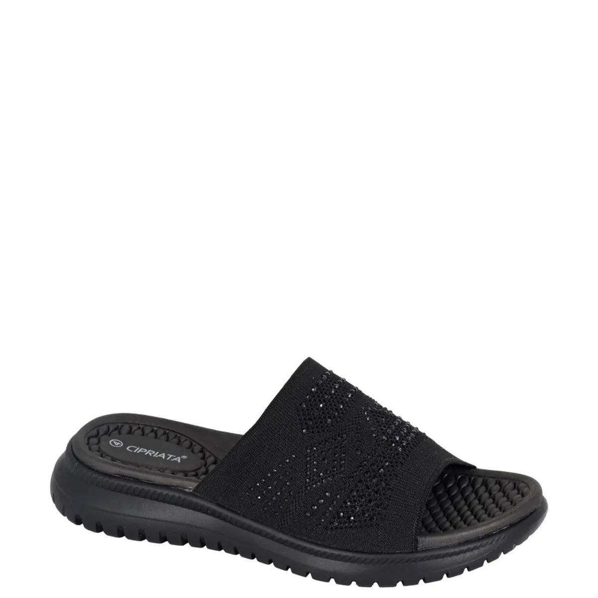 Women's Cipriata Eliana L824 Diamante Lightweight Mule Sandal - Black