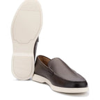 Men's John White Ethan Plain Tumbled Grain Loafer Shoes - Brown Grain