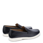 Men's John White Ethan Plain Tumbled Grain Loafer Shoes - Navy Grain