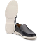 Men's John White Ethan Plain Tumbled Grain Loafer Shoes - Navy Grain