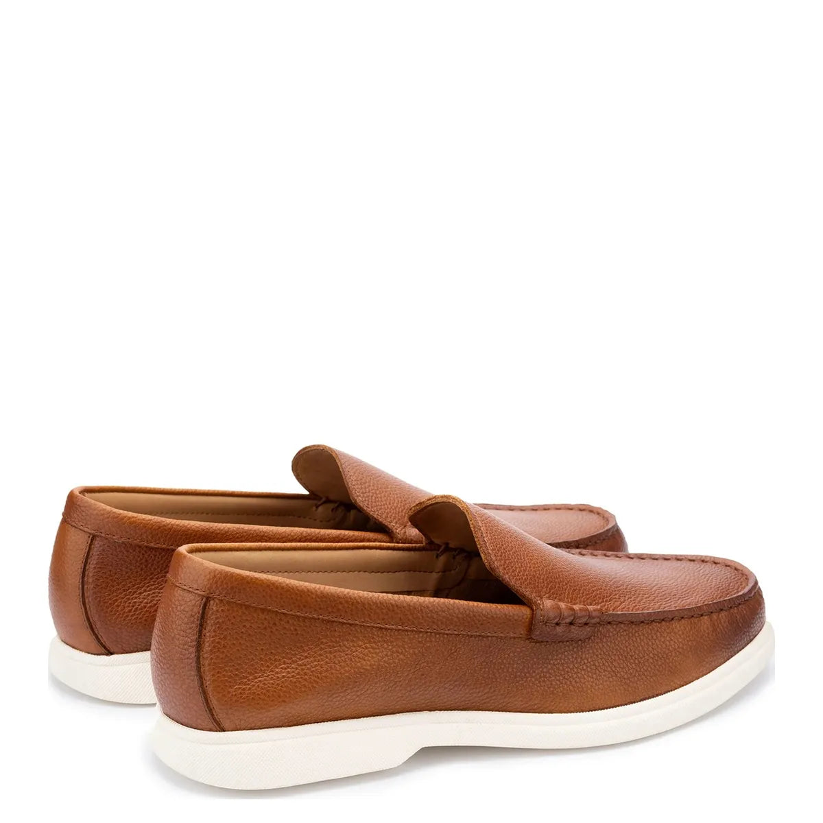 Men's John White Ethan Plain Tumbled Grain Loafer Shoes - Tan Grain