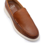 Men's John White Ethan Plain Tumbled Grain Loafer Shoes - Tan Grain