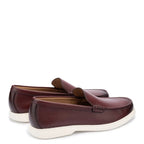 Men's John White Ethan Plain Tumbled Grain Loafer Shoes - Wine Grain
