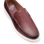 Men's John White Ethan Plain Tumbled Grain Loafer Shoes - Wine Grain
