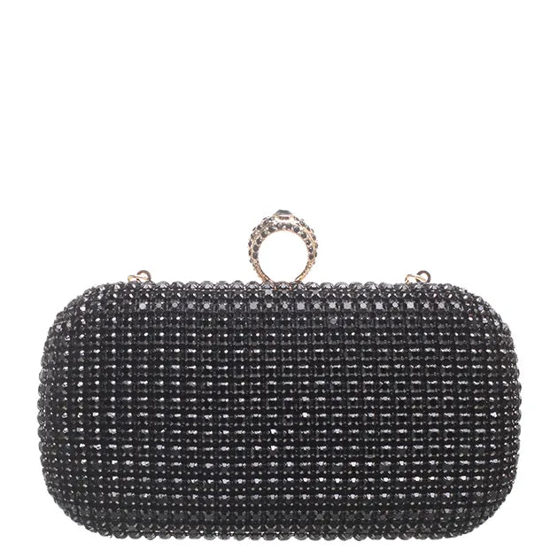 Women's BESSIE HB1086 Luxury Shining Evening Clutch Bag - Black