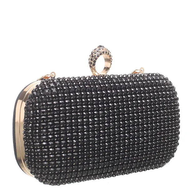 Women's BESSIE HB1086 Luxury Shining Evening Clutch Bag - Black