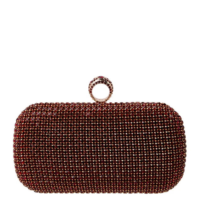 Women's BESSIE HB1086 Luxury Shining Evening Clutch Bag - Red