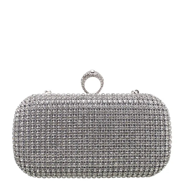 Women's BESSIE HB1086 Luxury Shining Evening Clutch Bag - Silver