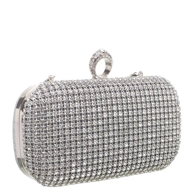 Women's BESSIE HB1086 Luxury Shining Evening Clutch Bag - Silver