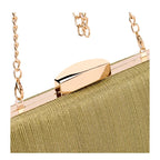 Women's BESSIE HB1089-1 Shimmer Chain Evening Clutch Bag - Gold