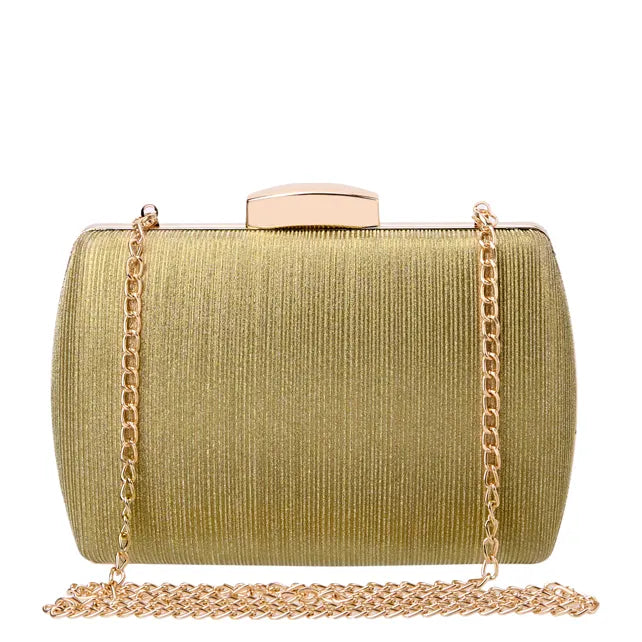 Women's BESSIE HB1089-1 Shimmer Chain Evening Clutch Bag - Gold