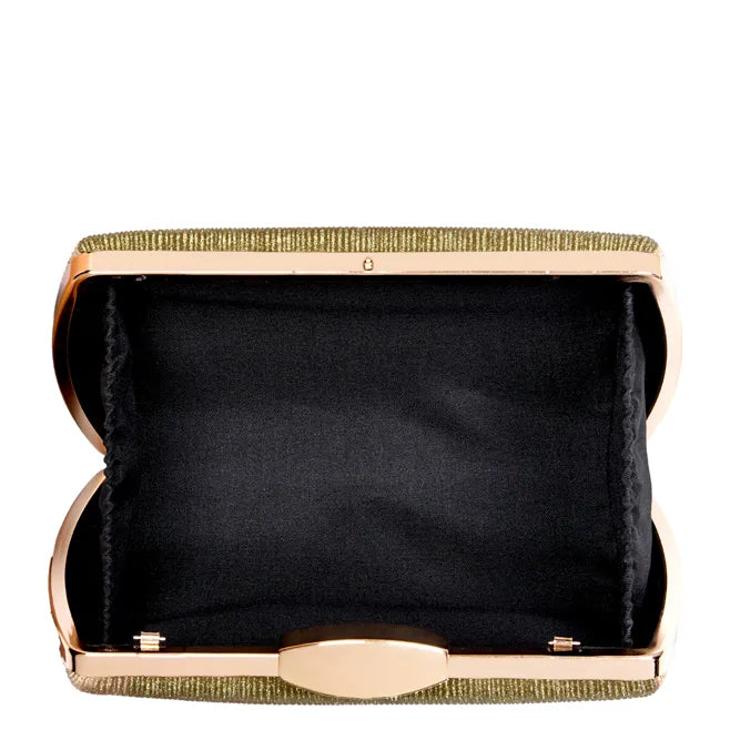 Women's BESSIE HB1089-1 Shimmer Chain Evening Clutch Bag - Gold