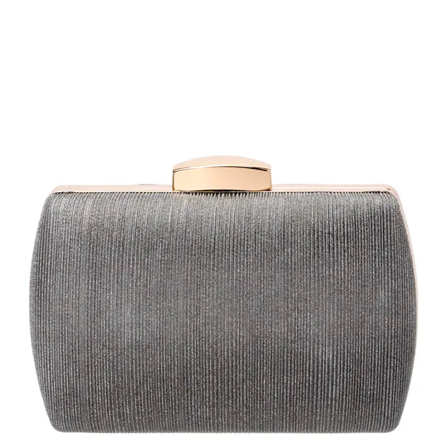 Women's BESSIE HB1089-1 Shimmer Chain Evening Clutch Bag - Grey