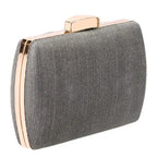 Women's BESSIE HB1089-1 Shimmer Chain Evening Clutch Bag - Grey