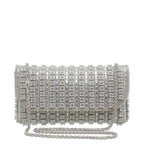 Women's Bessie London Studded Flap Over Evening Bag HB1144 - Silver