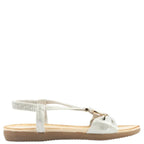 Women's Dr Keller Jan Wide Fitting Metallic Flat Sandals B3548 - White