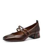 Women's Tamaris 1-22318-43 Double Strap Pump Court Shoes K 22 - Brown Combo