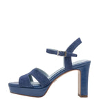 Women's Tamaris 1-28309-42 Strappy Leather Heeled Sandals - Blue