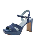 Women's Tamaris 1-28309-42 Strappy Leather Heeled Sandals - Blue