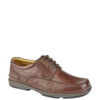 Men's Roamers Deluxe Comfort Wide Fitting Leather Lace Up Shoes M028B- Brown