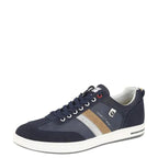 Men's ROUTE 21 Two Stripe Lace Up Leisure Trainers M423NC - Navy