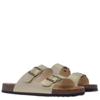 Women's TRUFFLE Collection Olsen Double Strap Open Toe Mules - Gold